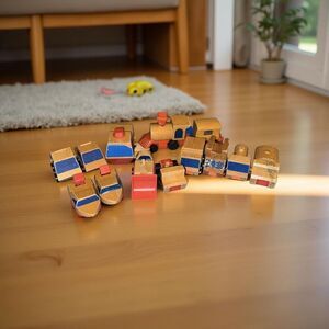 1972 Mattel Wooden Putt Putt Train Engine Cars Boats Construction Vehicles